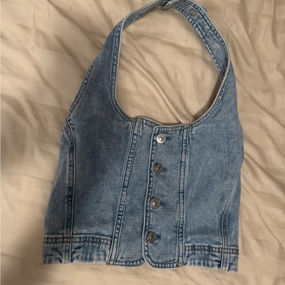 American Eagle Outfitters Tops - Denim Halter Top with Button Detail